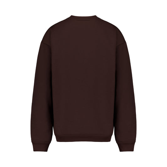 Unisex Relaxed Crew Neck Sweater Chocolate