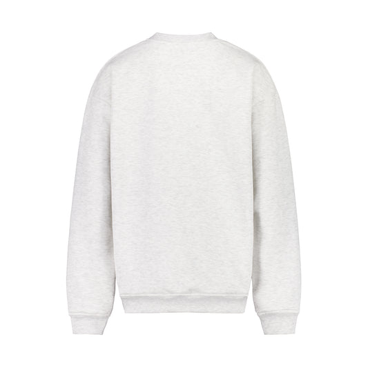 Unisex Relaxed Crew Neck Sweater White Marle